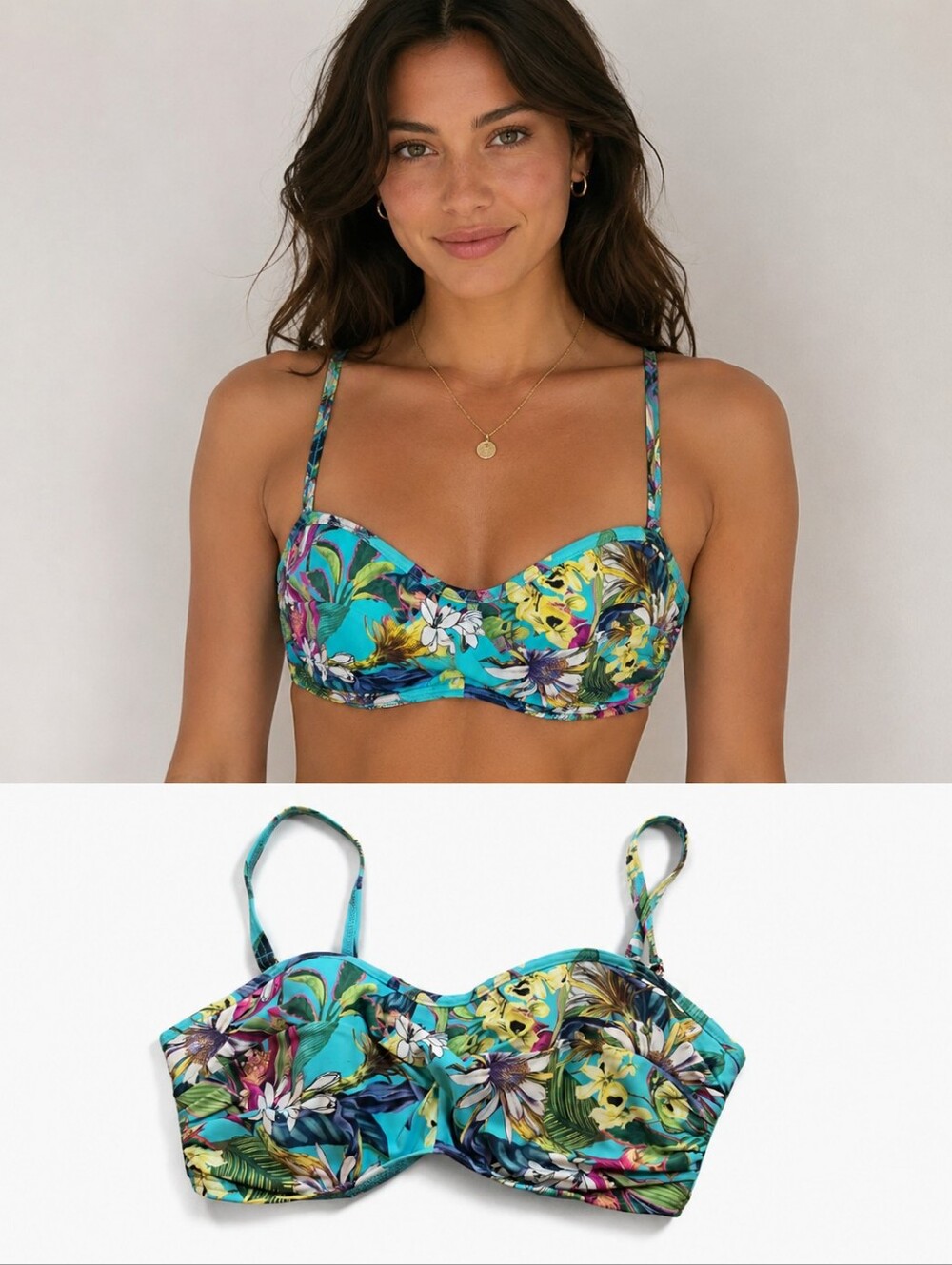 Sunsets California Tropical English Garden Iconic Twist Bikini Top 32D